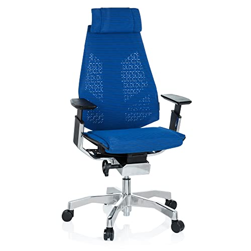 hjh OFFICE 652604 High End Bürostuhl GENIDIA PRO Netzstoff Blau Bürosessel ergonomisch, individuell einstellbar von hjh OFFICE