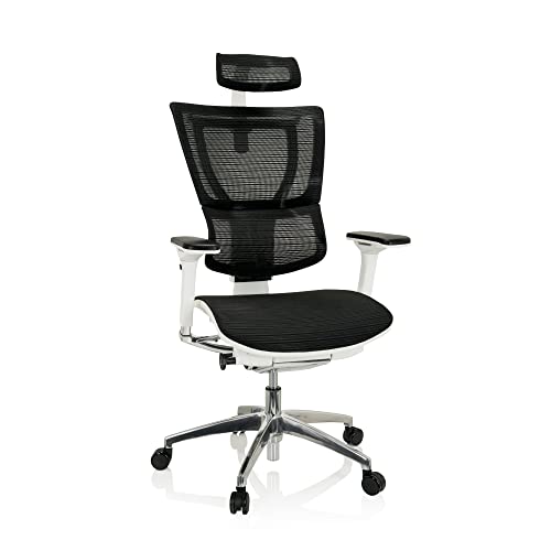 hjh OFFICE 652732 Bürostuhl ERGOHUMAN Slim ergonomischer Bürostuhl mit Vollausstattung, Originales Design, Netz Schwarz/Weiß von hjh OFFICE