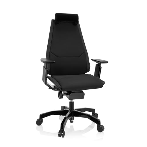 hjh OFFICE 652849 Bürostuhl ergonomisch GENIDIA Black Drehstuhl Rückenlehne höhenverstellbar, Velours Stoff Schwarz von hjh OFFICE