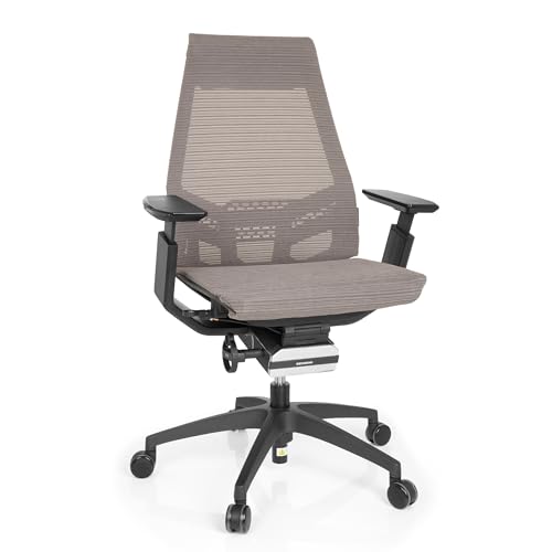 hjh OFFICE 652883 Profi Bürostuhl GENIDIA SMART Black Netzstoff Grau ergonomischer Drehstuhl mit verstellbaren Armlehnen, Sitz neigbar von hjh OFFICE