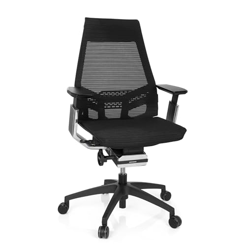 hjh OFFICE 652885 Profi Bürostuhl GENIDIA SMART Black cm Netzstoff Schwarz/Chrom ergonomischer Drehstuhl mit verstellbaren Armlehnen, Sitz neigbar von hjh OFFICE