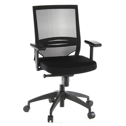 hjh OFFICE 657230 Profi Bürostuhl Porto Base Stoff/Netz Schwarz Drehstuhl ergonomisch, Armlehnen & Lordosenstütze verstellbar von hjh OFFICE