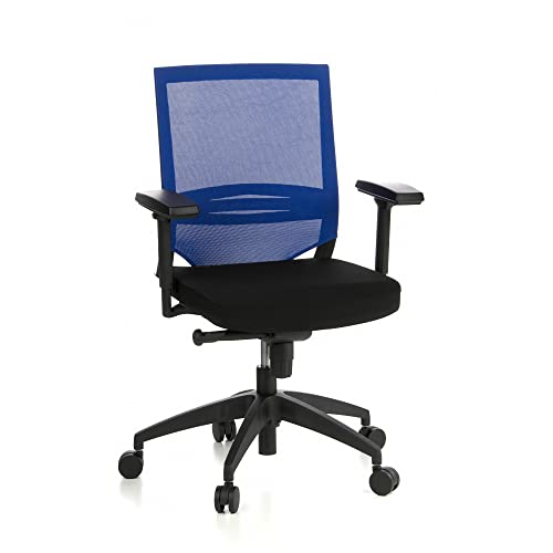 hjh OFFICE 657231 Profi Bürostuhl Porto Base Stoff/Netz Blau Drehstuhl ergonomisch, Armlehnen & Lordosenstütze verstellbar von hjh OFFICE