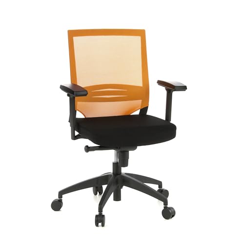 hjh OFFICE 657232 Profi Bürostuhl Porto Base Stoff/Netz Orange Drehstuhl ergonomisch, Armlehnen & Lordosenstütze verstellbar von hjh OFFICE