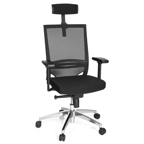 hjh OFFICE 657260 Profi Bürostuhl Porto MAX HIGH Stoff/Netz Schwarz, ergonomischer Drehstuhl, GS geprüft, TÜV Süd nach DIN EN 1335-1, 1335-2 von hjh OFFICE