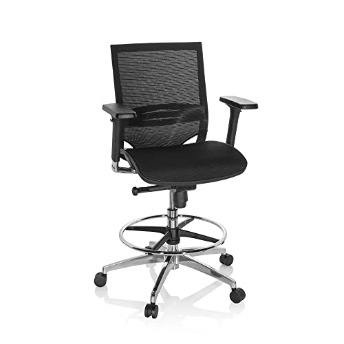 hjh OFFICE 657618 Arbeitsstuhl TOP Work 78 Netzstoff Schwarz Counterstuhl ergonomisch, Armlehnen & Sitztiefe verstellbar von hjh OFFICE