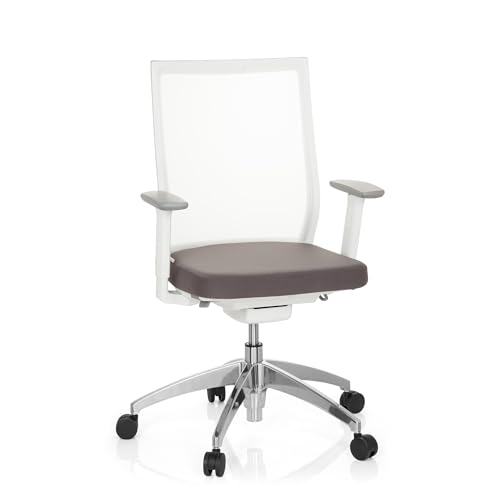 hjh OFFICE 657630 Profi Bürostuhl Aspen Stoff/Netz Weiß/Grau Drehstuhl ergonomisch, selbstheilender Netzrücken, höhenverstellbar von hjh OFFICE