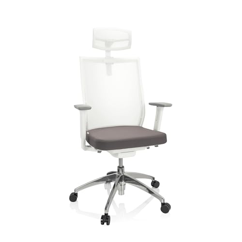 hjh OFFICE 657632 Bürostuhl ergonomisch Aspen White PRO Schreibtischstuhl mit Verstellbarer Kopfstütze, Netzrücken, Stoff Grau/Weiß hjh OFFICE 657632 Bürostuhl ergonomisch Aspen White PRO Schreibtischstuhl mit Verstellbarer Kopfstütze, Netzrücken, Stoff Grau/Weiß von hjh OFFICE