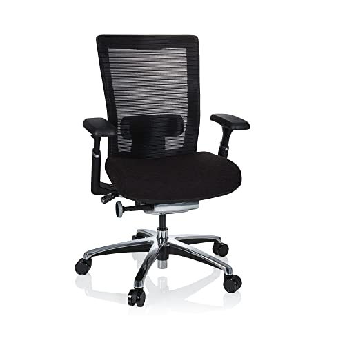 hjh OFFICE 657651 Profi Bürostuhl NOVA PRO Stoff Schwarz Schreibtischstuhl ergonomisch mit Netzrücken von hjh OFFICE