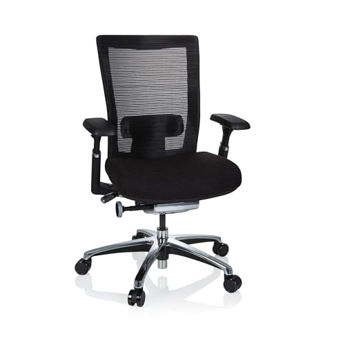 hjh OFFICE 657651 Profi Bürostuhl NOVA PRO Stoff Schwarz Schreibtischstuhl ergonomisch mit Netzrücken von hjh OFFICE