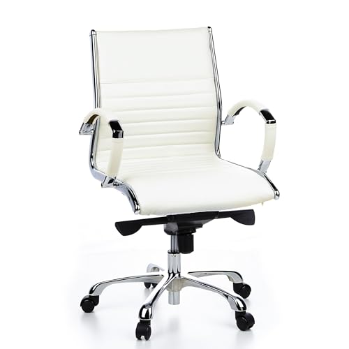 hjh OFFICE 660512 Profi Chefsessel Parma 10 Leder Weiß/Chrom moderner Bürostuhl, mittelhohe Rückenlehne hjh OFFICE 660512 Profi Chefsessel Parma 10 Leder Weiß/Chrom moderner Bürostuhl, mittelhohe Rückenlehne von hjh OFFICE