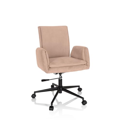 hjh OFFICE 660947 Drehstuhl mit Rollen Flow PRO Samt Beige Schreibtischstuhl Sessel modern, bequem gepolstert, Wippfunktion von hjh OFFICE