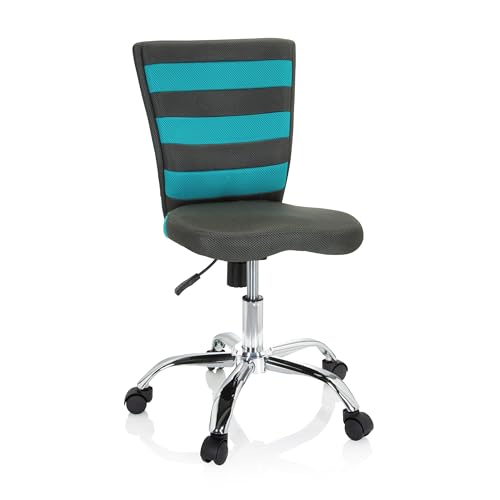 hjh OFFICE 661008 Kinder- und Jugenddrehstuhl KIDDY Comfort I Netzstoff Grau/Türkis Kinderschreibtischstuhl höhenverstellbar von hjh OFFICE