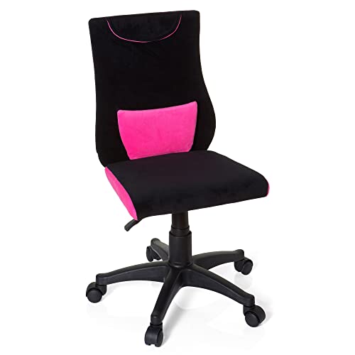 hjh OFFICE 670490 Kinderschreibtischstuhl KIDDY PRO Stoff Schwarz/Pink ergonomischer Jugend-Drehstuhl, höhenverstellbar von hjh OFFICE