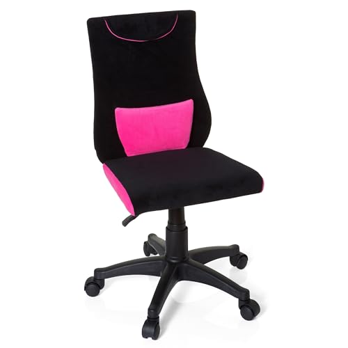 hjh OFFICE 670490 Kinderschreibtischstuhl KIDDY PRO Stoff Schwarz/Pink ergonomischer Jugend-Drehstuhl, höhenverstellbar von hjh OFFICE