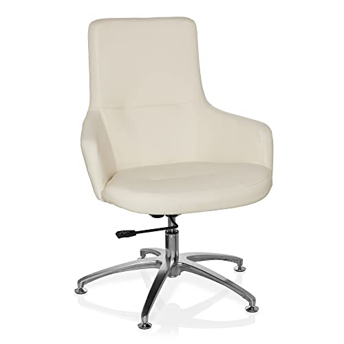 hjh OFFICE 670580 Lounge-Sessel Shake 300 Kunstleder Weiß moderner Sessel, Clubsessel, Cocktailsessel, höhenverstellbar von hjh OFFICE