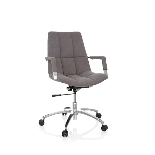 hjh OFFICE 670911 Schreibtischstuhl SARANTO Stoff Grau Bürostuhl mit Armlehnen im Retro-Design, höhenverstellbar von hjh OFFICE