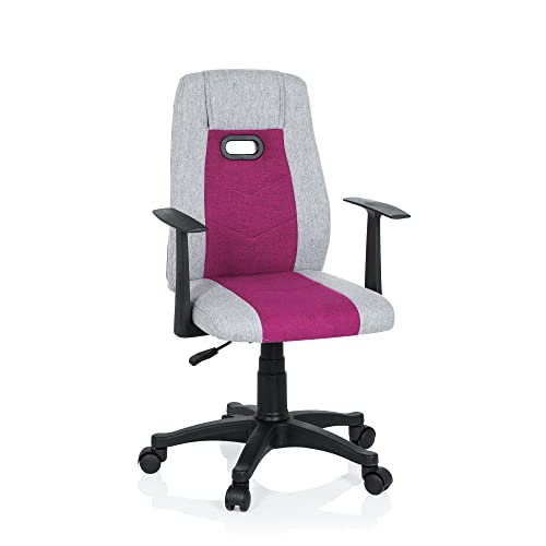 hjh OFFICE 670930 Kinder Schreibtischstuhl KIDDY EXTRA Stoff Grau-Pink Drehstuhl Ergonomisch mit Armlehne von hjh OFFICE