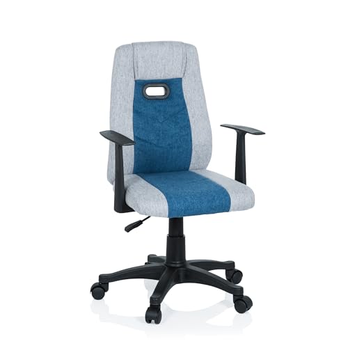 hjh OFFICE 670931 Kinder Schreibtischstuhl KIDDY EXTRA Stoff Grau-Blau Drehstuhl Ergonomisch mit Armlehne von hjh OFFICE