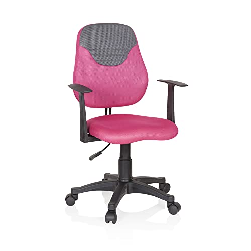 hjh OFFICE 670937 Kinder- und Jugenddrehstuhl KIDDY Style Stoff Pink/Grau Drehstuhl mitwachsend von hjh OFFICE