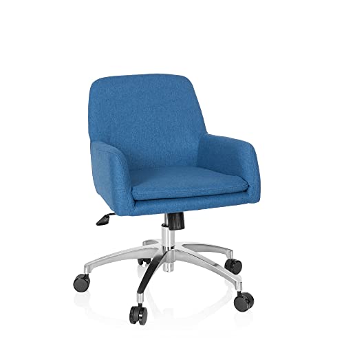 hjh OFFICE 670959 Retro Sessel Shake 400 Stoff Blau Bürosessel, Jugenddrehstuhl mit Rollen, höhenverstellbar von hjh OFFICE