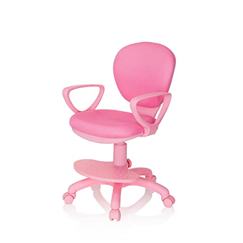 hjh OFFICE 670977 Kinderdrehstuhl Kid Colour Stoff Pink Schreibtischstuhl Kinder, Fußablage & Sitzfläche höhenverstellbar von hjh OFFICE