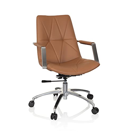 hjh OFFICE 670980 Drehstuhl SARANTO II PU Braun Sessel im Retro-Look mit Rollen, höhenverstellbar, Kunstlederbezug von hjh OFFICE