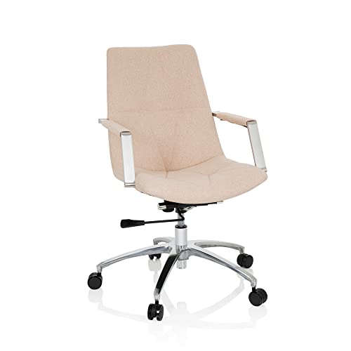 hjh OFFICE 670984 Drehstuhl SARANTO II Stoff Beige moderner Sessel im Retro-Look mit Rollen, höhenverstellbar von hjh OFFICE