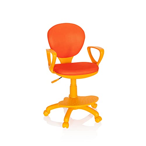 hjh OFFICE 671008 Kinderdrehstuhl Kid Colour Stoff Orange Schreibtischstuhl Kinder, Fußablage & Sitzfläche höhenverstellbar von hjh OFFICE