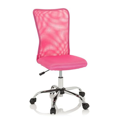 hjh OFFICE 691017 Kinderdrehstuhl KIDDY NET I Stoff/Netz Pink Kinderschreibtischstuhl mitwachsend, ohne Armlehnen von hjh OFFICE