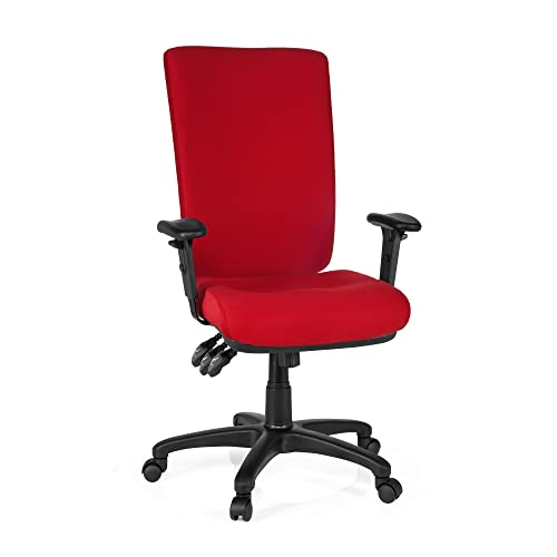 hjh OFFICE 702120 Profi Bürostuhl Zenit HIGH Stoff Rot Drehstuhl ergonomisch, Arm- und Rückenlehne verstellbar von hjh OFFICE