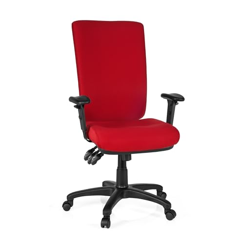hjh OFFICE 702120 Profi Bürostuhl Zenit HIGH Stoff Rot Drehstuhl ergonomisch, Arm- und Rückenlehne verstellbar von hjh OFFICE