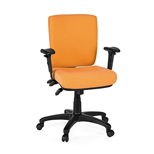 hjh OFFICE 702230 Bürostuhl Zenit Base Stoff Orange Drehstuhl ergonomisch, niedrige Rückenlehne & Armlehne verstellbar von hjh OFFICE