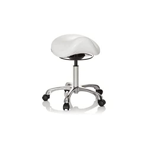 hjh OFFICE 702311 Arbeitshocker Ortho SIT Kunstleder Weiß ergonomischer Sattelhocker mit Rollen, höhenverstellbar von hjh OFFICE