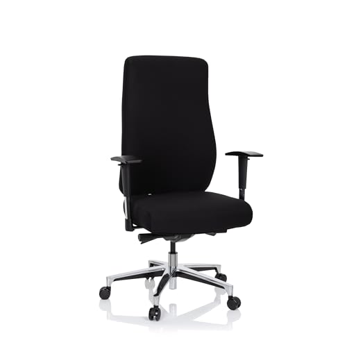 hjh OFFICE 702312 Profi Bürostuhl FORCOM Stoff Schwarz Drehstuhl gepolstert, breite Sitzfläche, hohe Rückenlehne, bis 130kg belastbar von hjh OFFICE