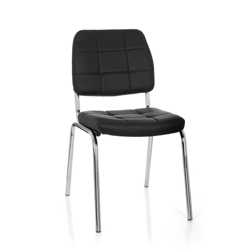hjh OFFICE 706800 Besucherstuhl Piceno V Kunst-Leder Schwarz Konferenz-Stuhl Vierfußstuhl Rücken-Lehne Warte-Zimmer Büro von hjh OFFICE