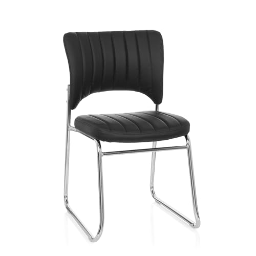 hjh OFFICE 706801 Besucherstuhl CASPI V Kunst-Leder Schwarz Konferenz-Stuhl Kufengestell Rücken-Lehne Warte-Zimmer Büro von hjh OFFICE