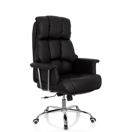 hjh OFFICE 706814 XXL Chefsessel Commander Kunstleder Schwarz Bürosessel dick gepolstert, Wippfunktion, hohe Rückenlehne von hjh OFFICE