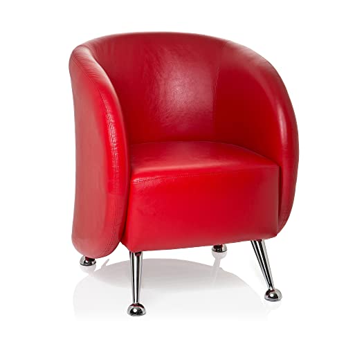 hjh OFFICE Polstersessel ST. Lucia Kunstleder Lounge-Sessel mit weicher Sitzpolsterung, 713220, Rot von hjh OFFICE