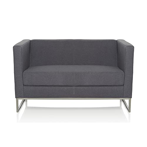 hjh OFFICE 713502 Lounge Sofa Barbados Stoff Grau Moderne 2-Sitzer Couch für höchsten Sitzkomfort von hjh OFFICE
