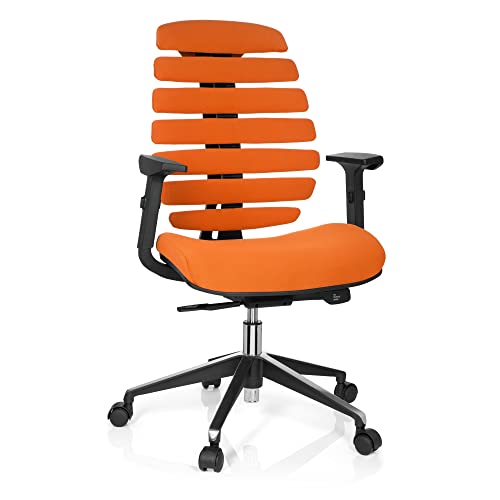 hjh OFFICE 714520 Profi Bürostuhl Ergo LINE II Stoff Orange, ergonomischer Drehstuhl, GS geprüft, TÜV Süd nach DIN EN 1335-1, 1335-2 von hjh OFFICE