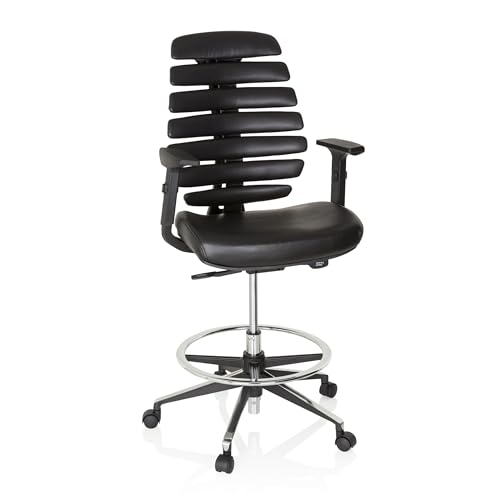 hjh OFFICE Counterstuhl Ergo LINE II Work Kunstleder Schwarz Arbeitsstuhl mit Fußring, höhenverstellbar von hjh OFFICE