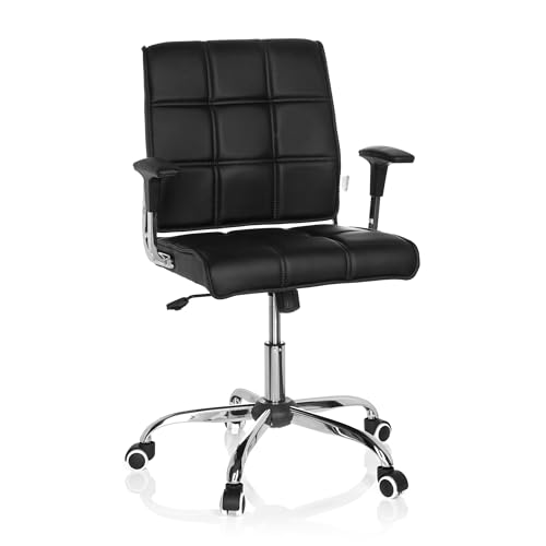 hjh OFFICE 719000 Home-Office Stuhl Ernesto Kunstleder Schwarz/Chrom moderner Drehstuhl im Retro-Look von hjh OFFICE