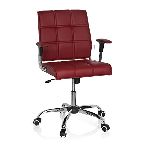 hjh OFFICE 719020 Home-Office Stuhl Ernesto Kunstleder Rot/Chrom moderner Drehstuhl im Retro-Look von hjh OFFICE