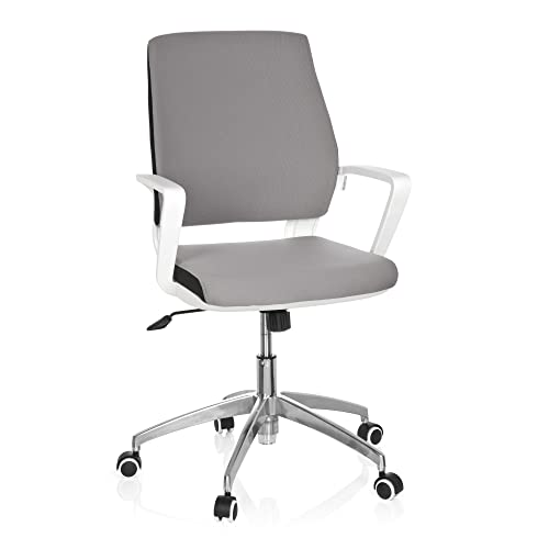 hjh OFFICE 719210 Bürostuhl ESTRA Stoff Grau/Weiß moderner Drehstuhl Schreibtischstuhl gepolstert, ergonomische Rückenlehne von hjh OFFICE