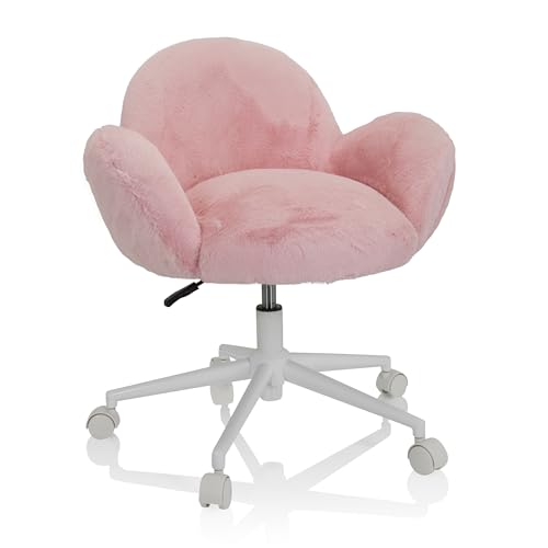 hjh OFFICE 719224 Kinder- und Jugenddrehstuhl aus Kunstfell Kid Teddy Bürostuhl höhenverstellbar, Rosa von hjh OFFICE
