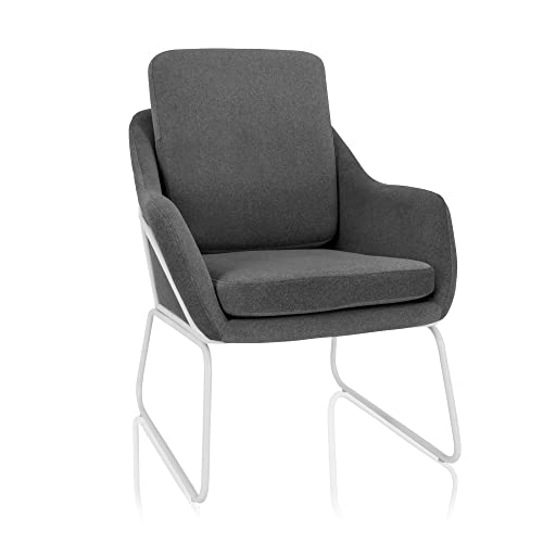 hjh OFFICE 719226 Lounge Sessel LAGUN W Stoff moderner Relaxsessel mit Kufengestell im Industrial-Design, gepolstert, Dunkelgrau von hjh OFFICE