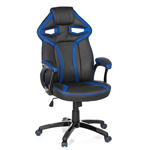 hjh OFFICE 722200 Chefsessel Guardian Kunstleder Schwarz/Blau Gaming Computer-Stuhl, Wippfunktion von hjh OFFICE