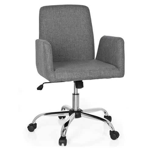 hjh OFFICE 723030 Living Stuhl Flow Stoff Grau Bürostuhl Drehsessel gepolstert mit Rollen & Wippfunktion, höhenverstellbar von hjh OFFICE