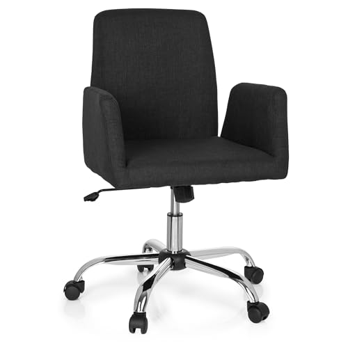 hjh OFFICE 723032 Living Stuhl Flow Stoff Schwarz Bürostuhl Drehsessel gepolstert mit Rollen & Wippfunktion, höhenverstellbar von hjh OFFICE